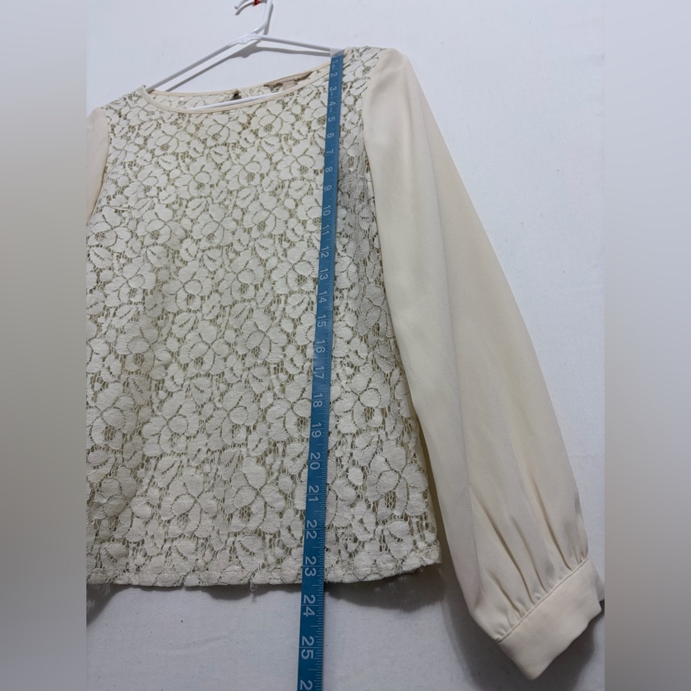 Banana Republic Lace Blouse XS Cream Floral Long Sleeve Elegant Top(A470)✨ - Picture 10 of 14